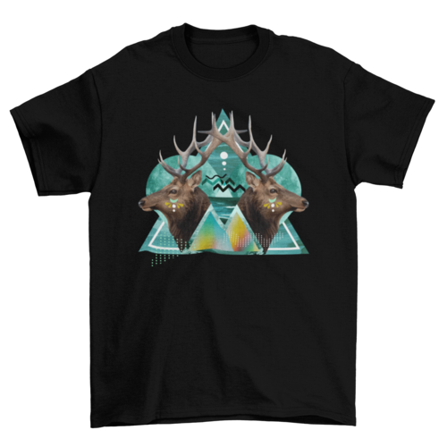 Psychedelic deers geometric composition kaleidoscopic photographic