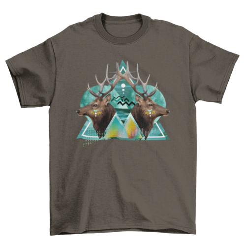 Psychedelic deers geometric composition kaleidoscopic photographic
