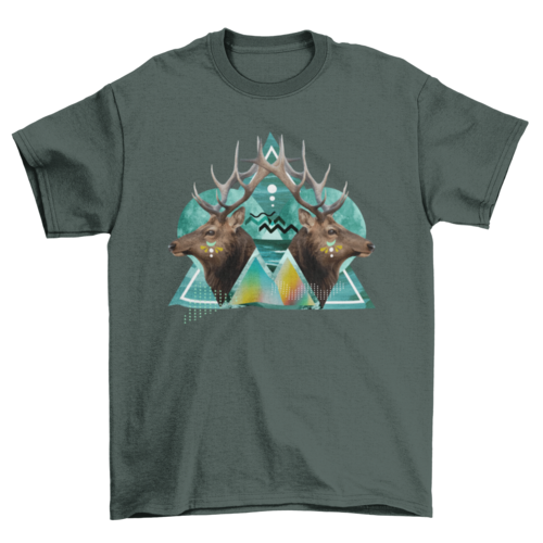 Psychedelic deers geometric composition kaleidoscopic photographic