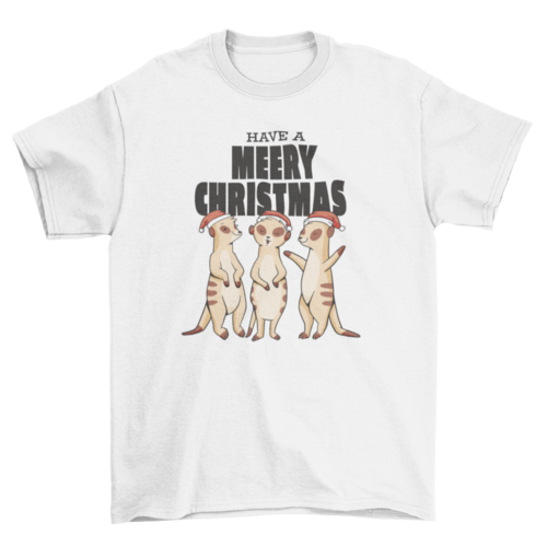 Meerkats in Xmas hats with quote "Have a Merry Christmas" animal