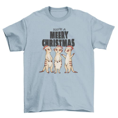 Meerkats in Xmas hats with quote "Have a Merry Christmas" animal