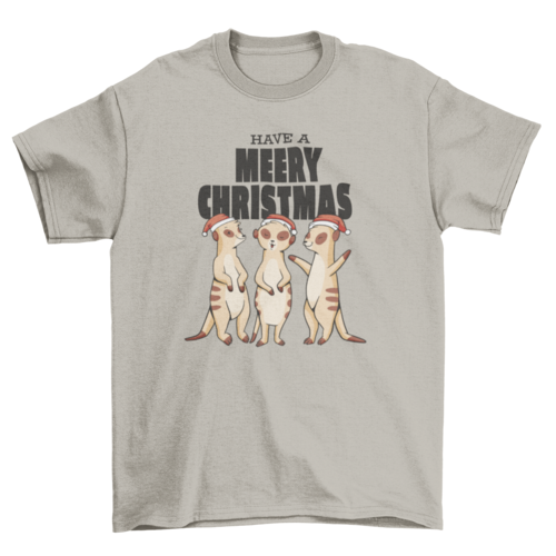 Meerkats in Xmas hats with quote "Have a Merry Christmas" animal