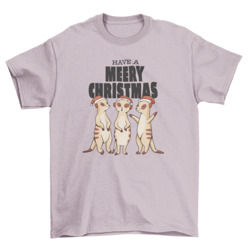 Meerkats in Xmas hats with quote "Have a Merry Christmas" animal
