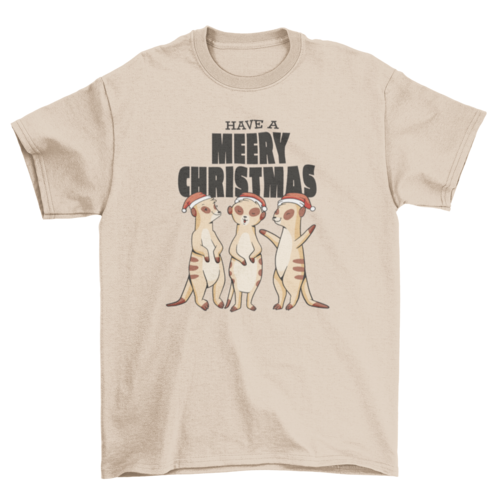 Meerkats in Xmas hats with quote "Have a Merry Christmas" animal